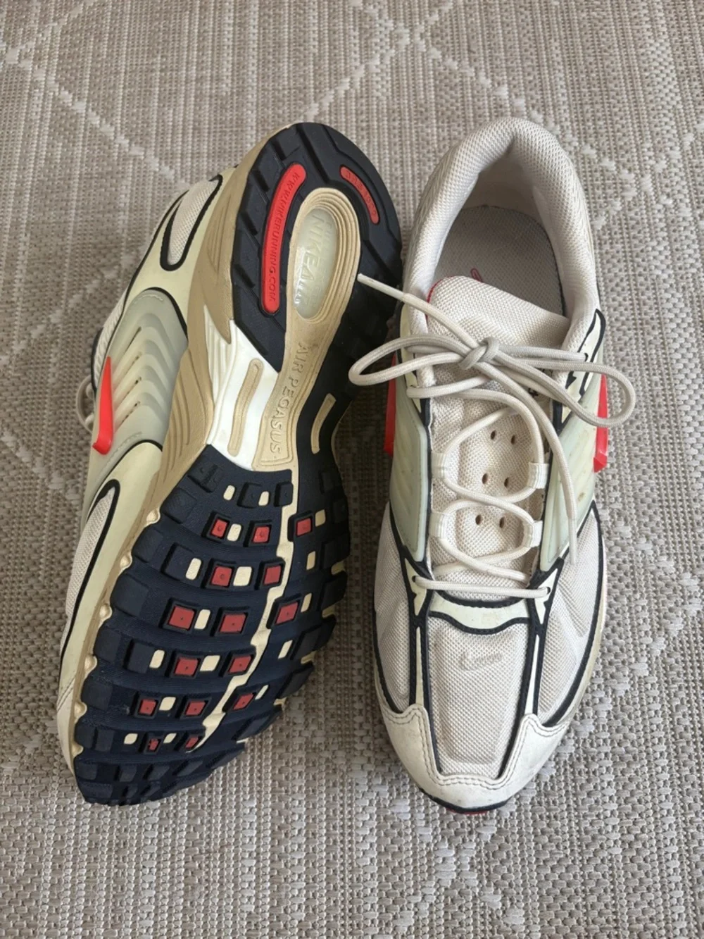 Nike Men’s Pegasus Wave Sneakers in Coconut Milk and Orange - Picture 6 of 8